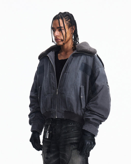 Peoplesense Distressed Patchwork Short Utility Coat