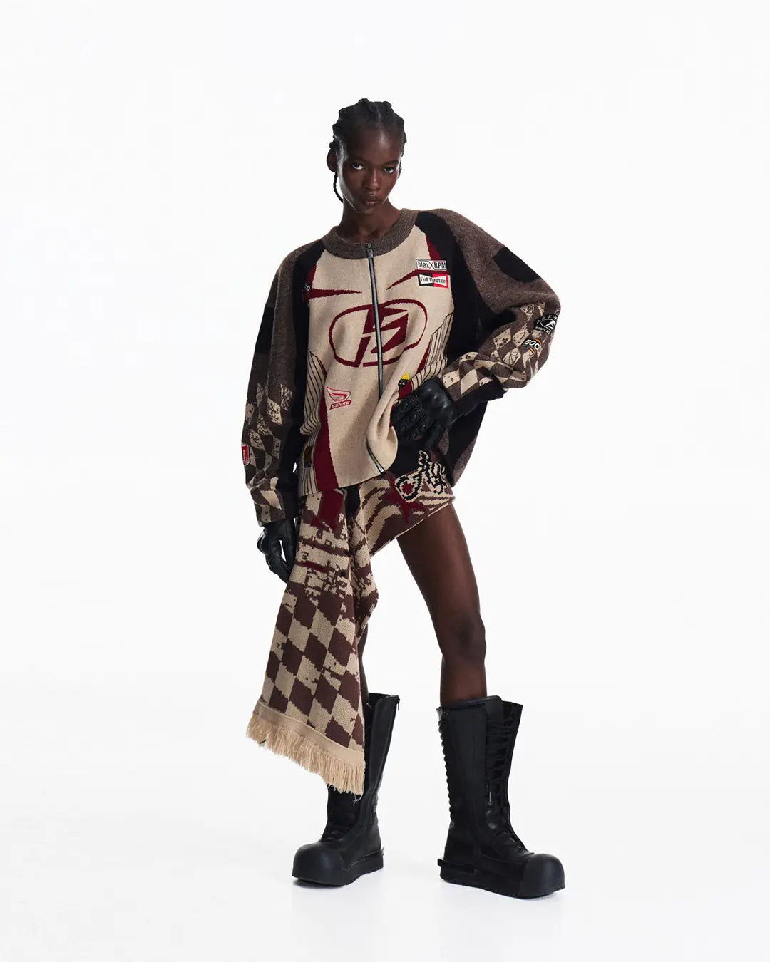 Peoplesense Embroidered Heathered Racing Sweater