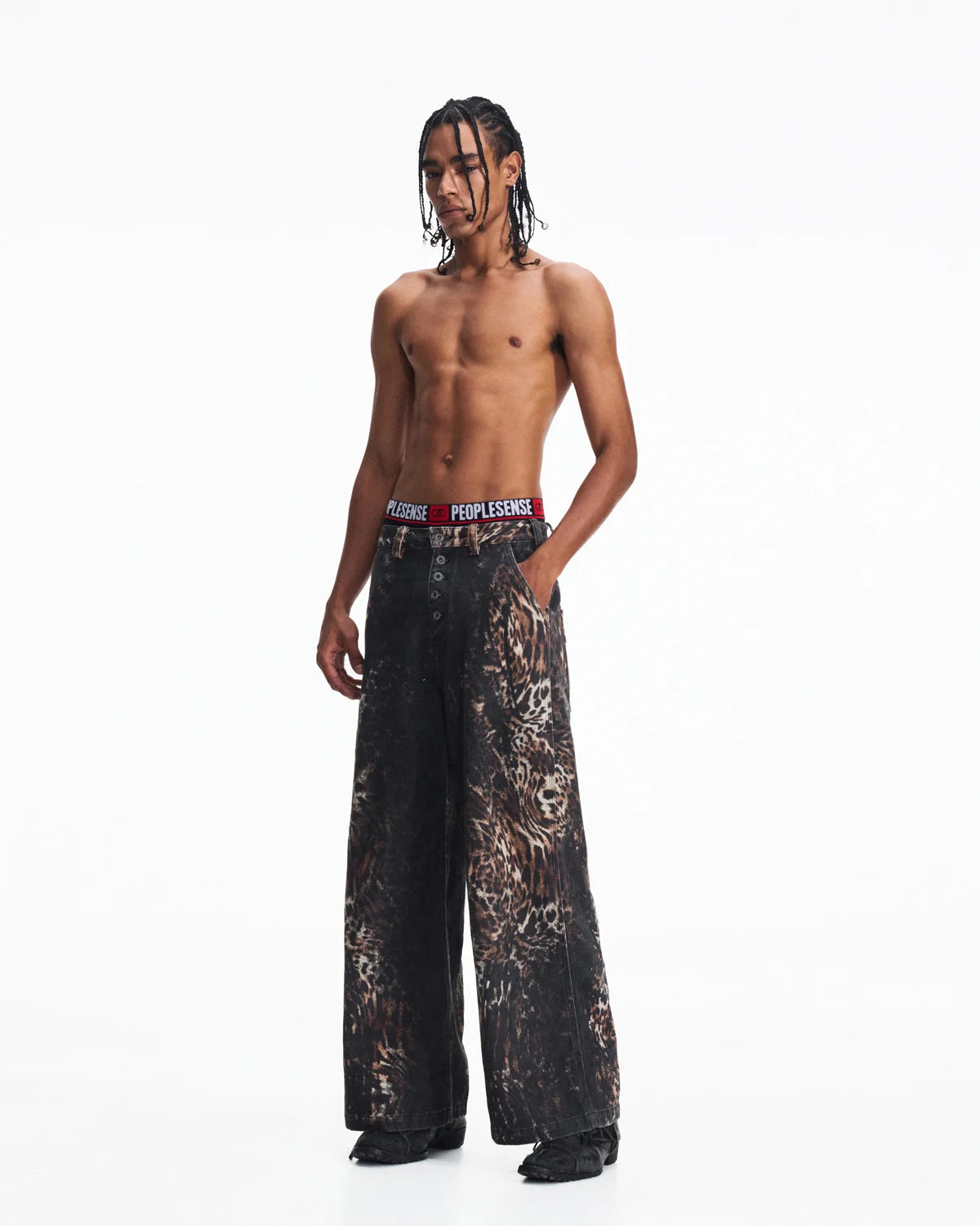 Peoplesense Mixed Animal Print Straight-Leg Pants