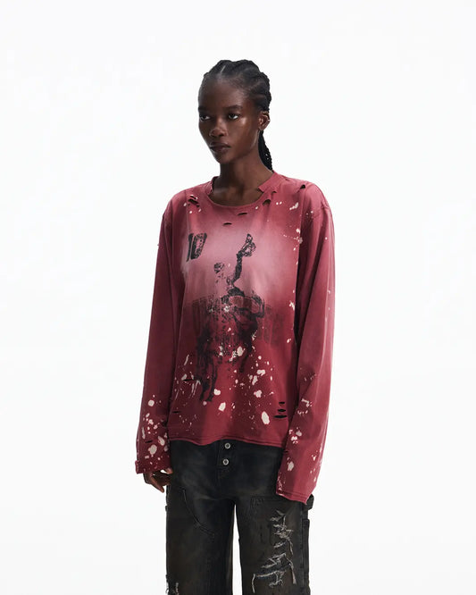 Peoplesense Hand-Cut&Splatter-Dyed Racing Tee