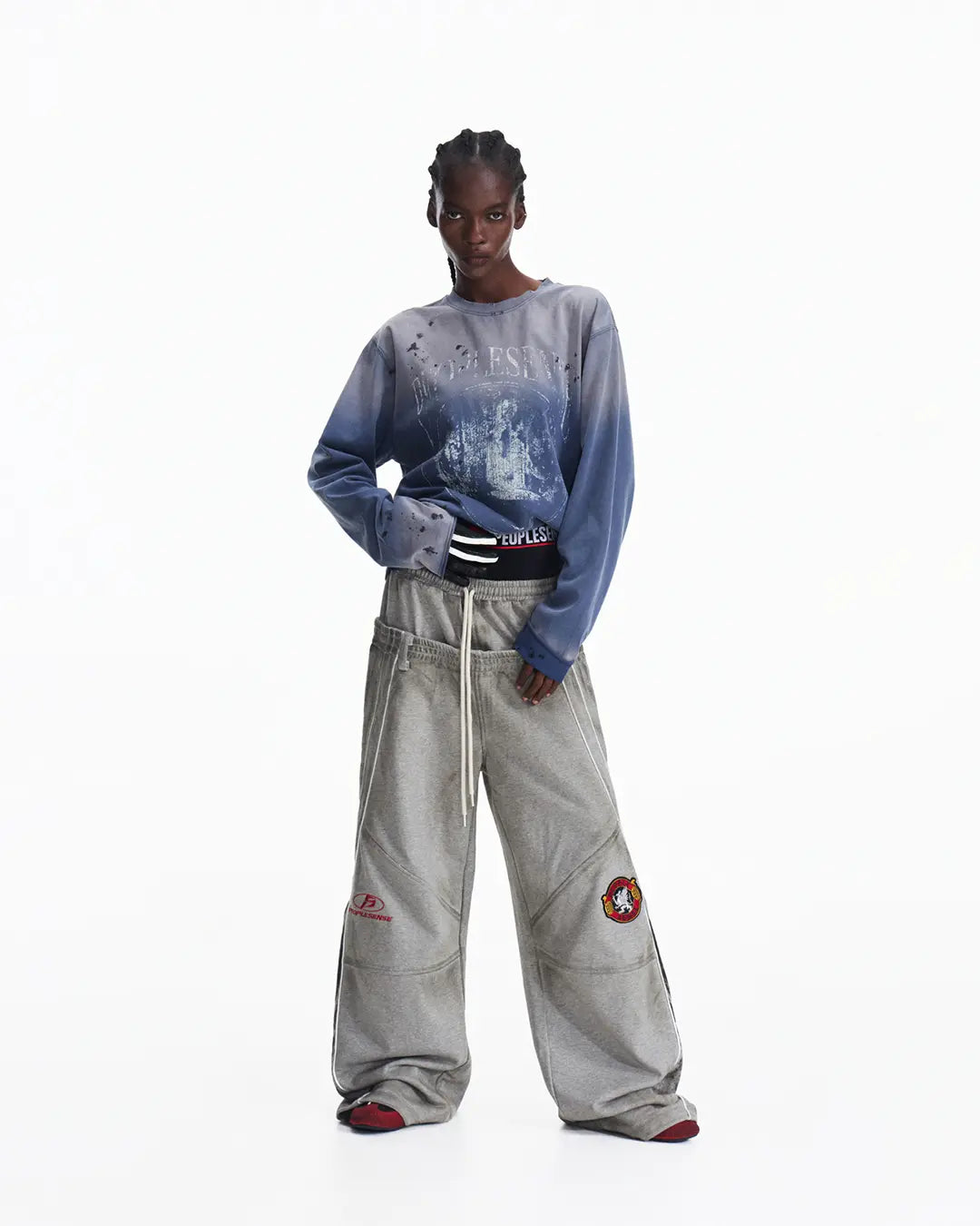 Peoplesense Blue Distressed Racing Flame Print T-Shirt