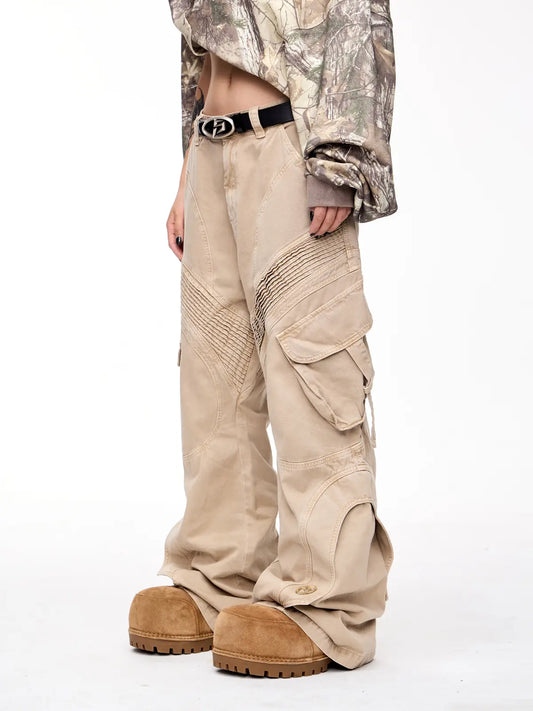 Peoplesense Pleated Straight Cargo Pants