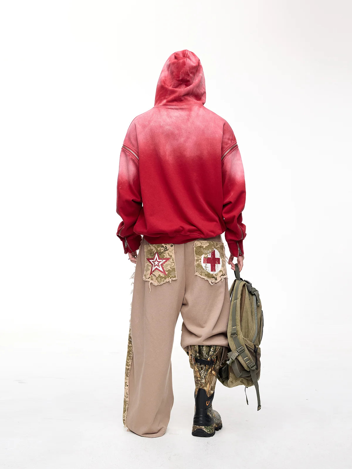 Peoplesense Camo Panel Double Waistband Cargo Pants