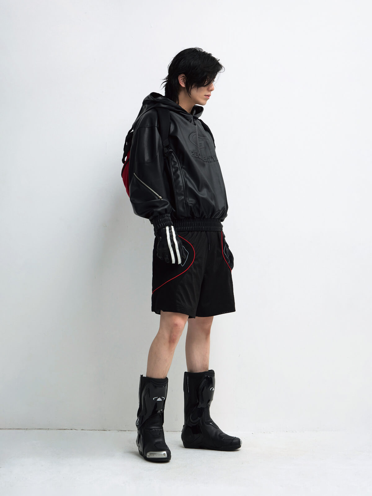 Peoplesense 3D Embossed Faux Leather Hoodie