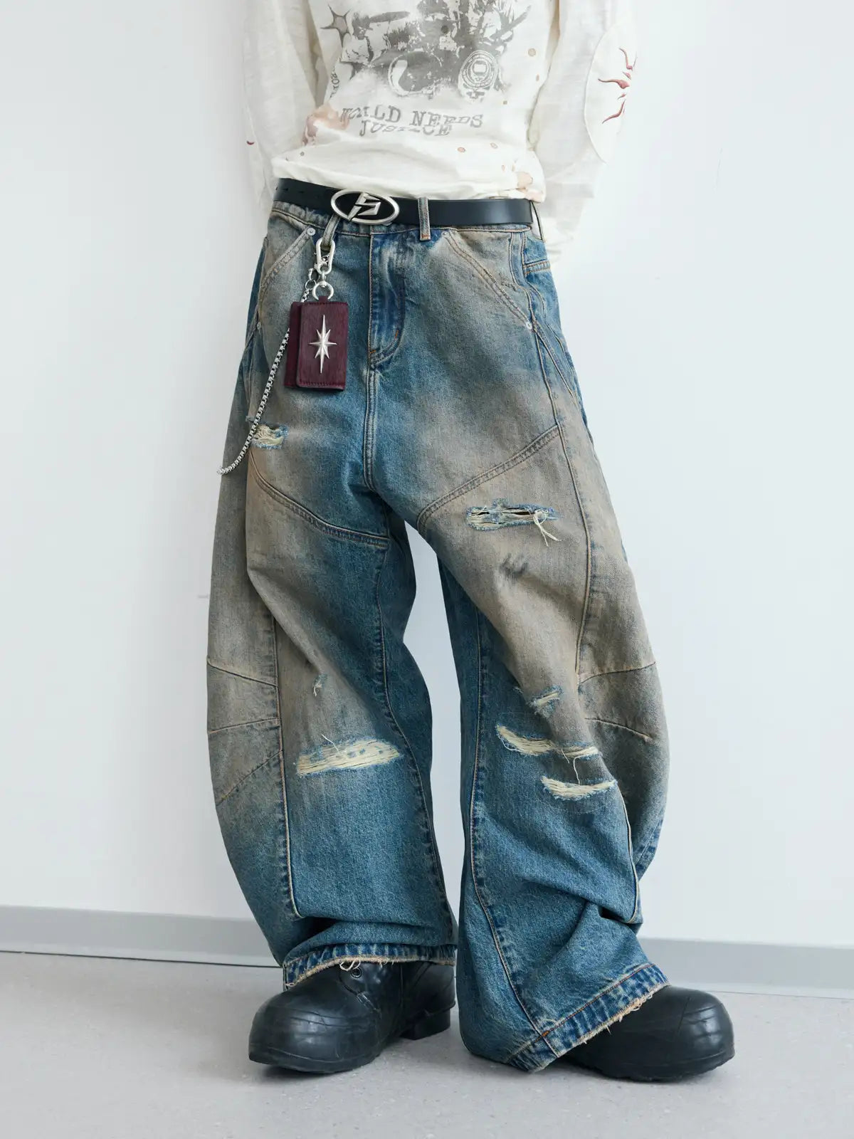 Peoplesense Mud Dyed Balloon Jeans（S） Peoplesense Ripped Mud Dyed Balloon Denim Jeans（Limited
