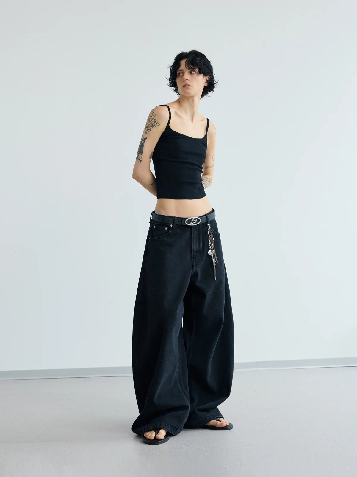 Peoplesense A-line Wide-leg Jeans Black