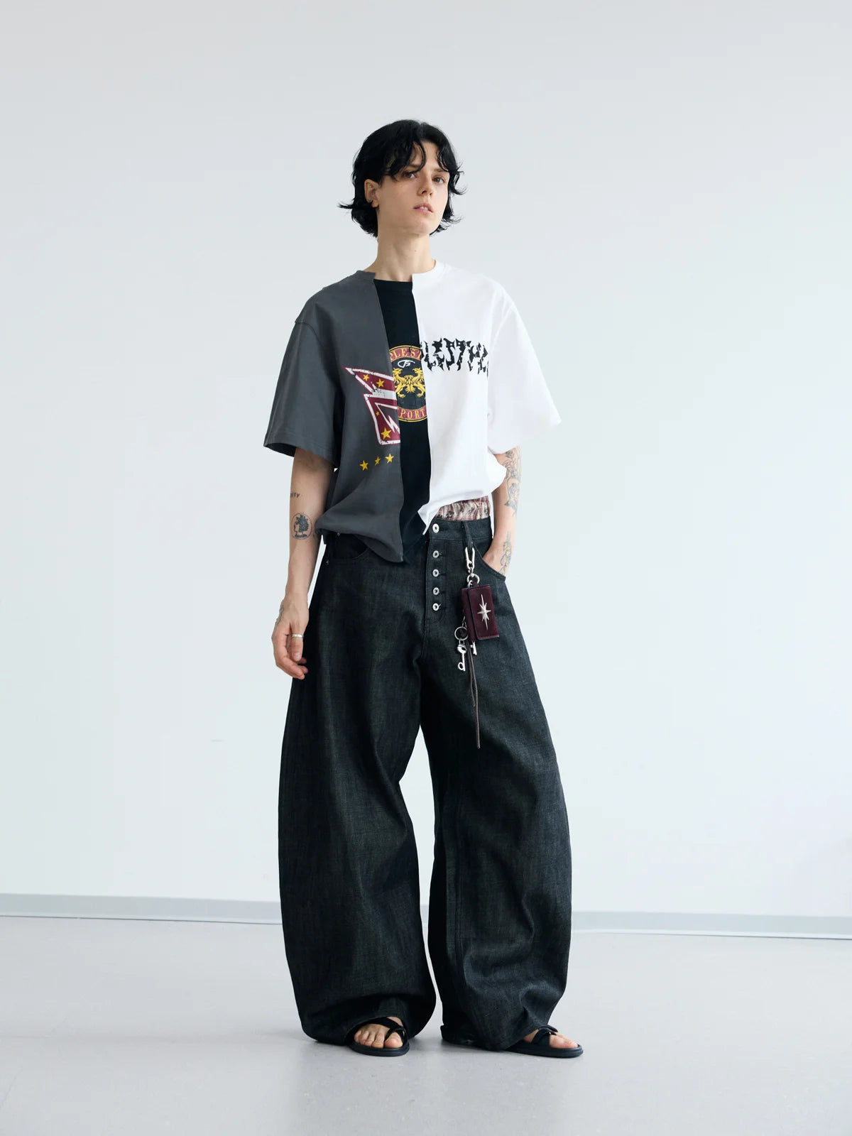 Peoplesense Asymmetrical Patchwork Logo Tee