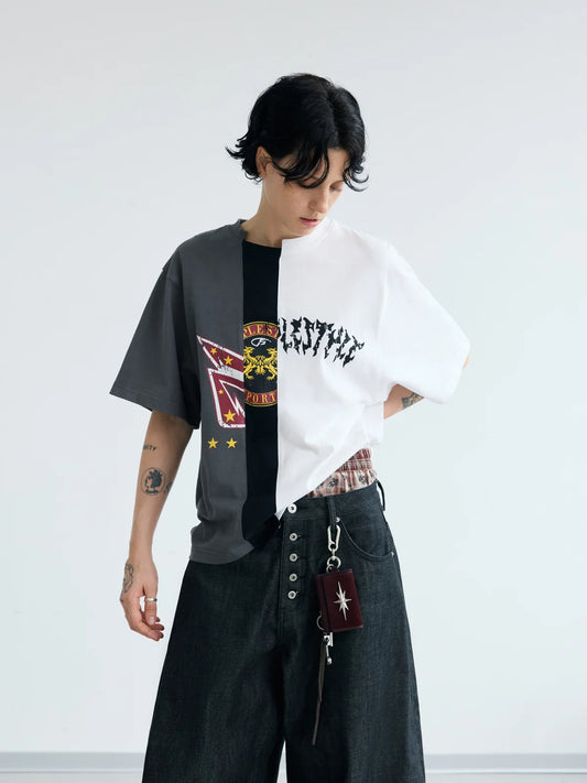 Peoplesense Asymmetrical Patchwork Logo Tee