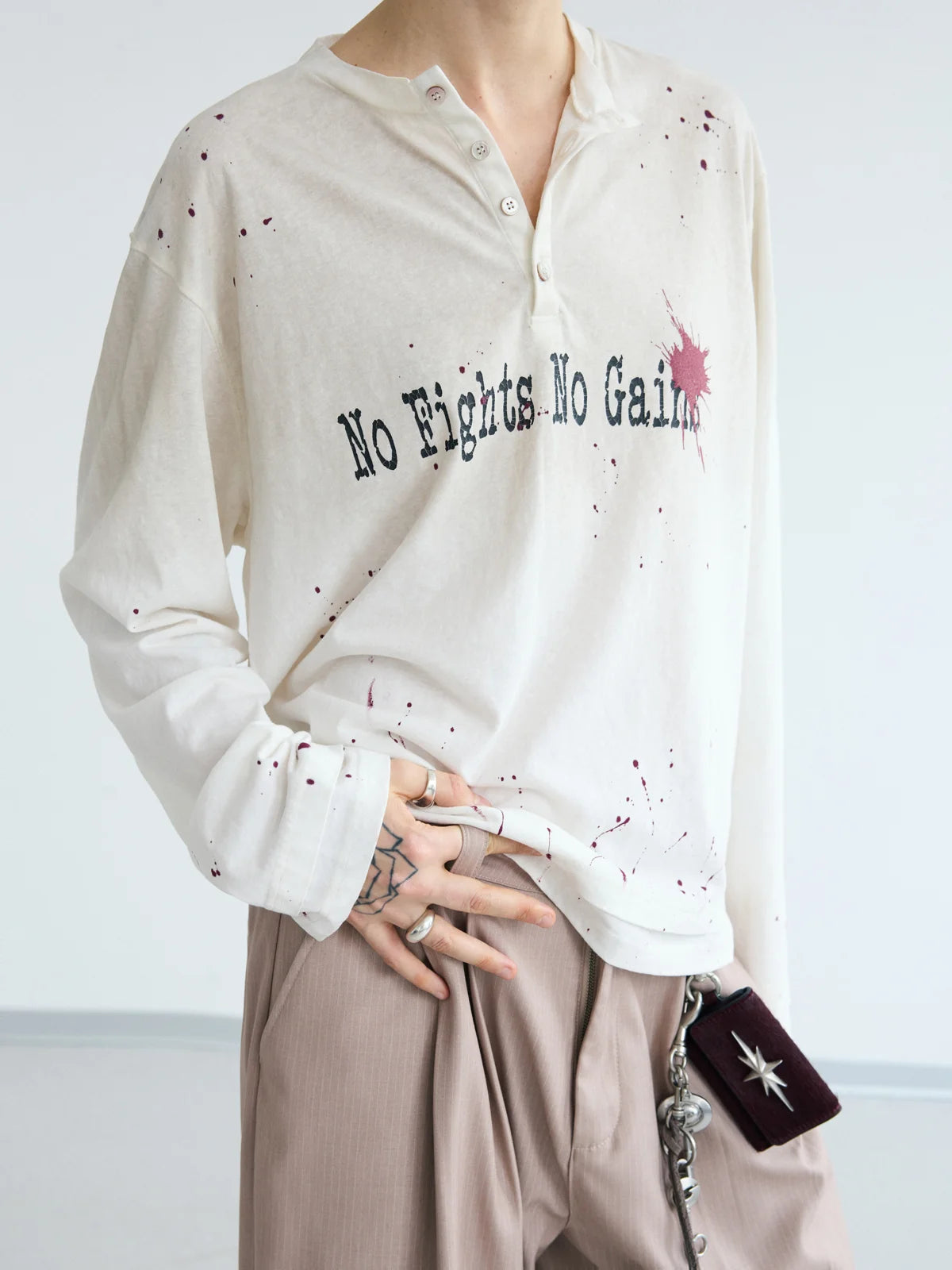 Peoplesense Dirty Wash Henley Slogan Tee