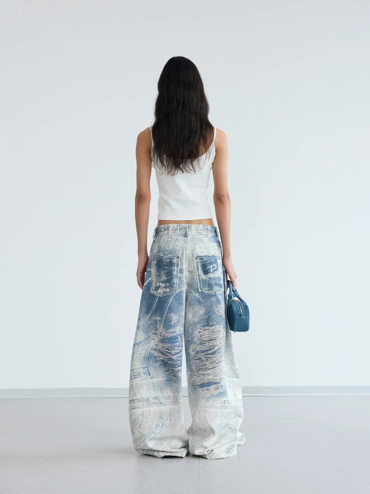 Peoplesense 3D Graffiti Print Baggy Jeans