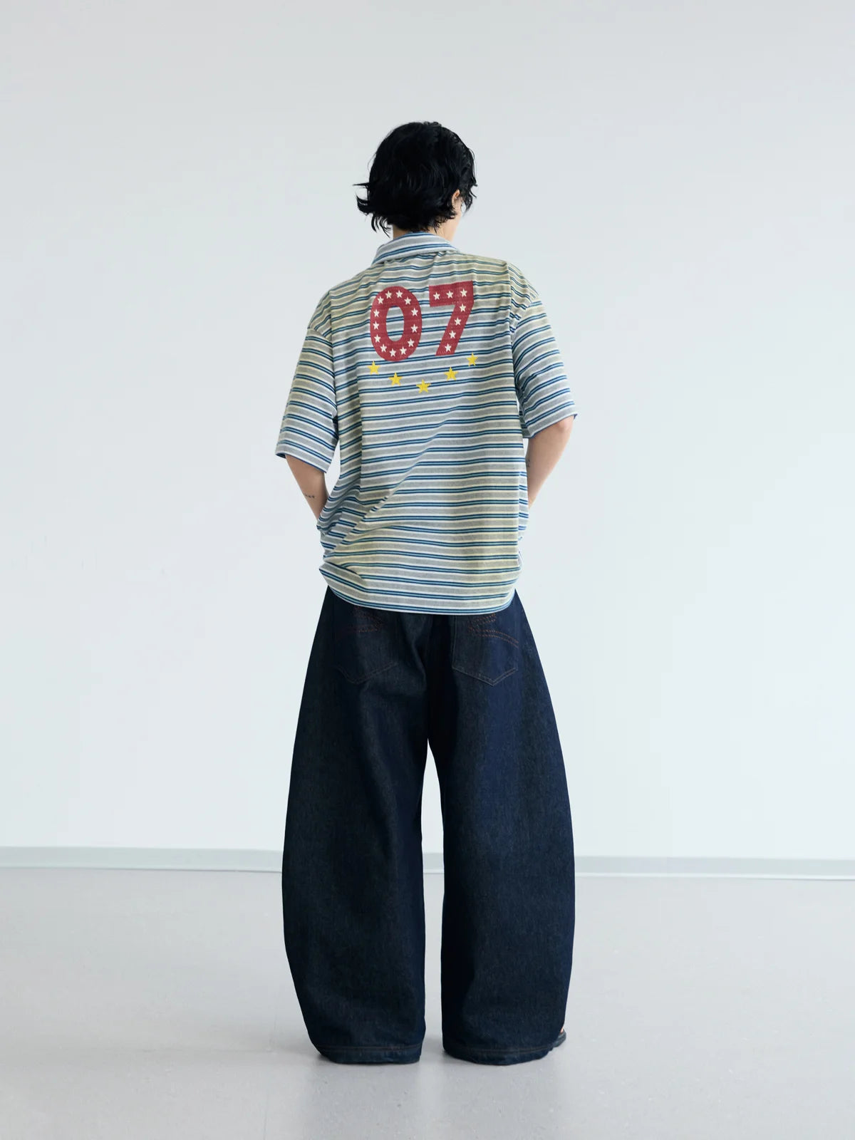 Peoplesense Dark Blue Raw Denim Jeans with Wide-leg