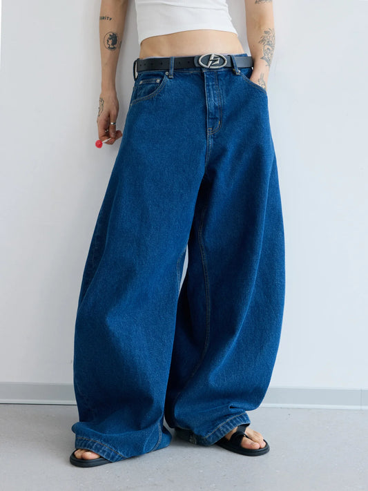 Peoplesense Blue Raw Denim Jeans with Wide-leg