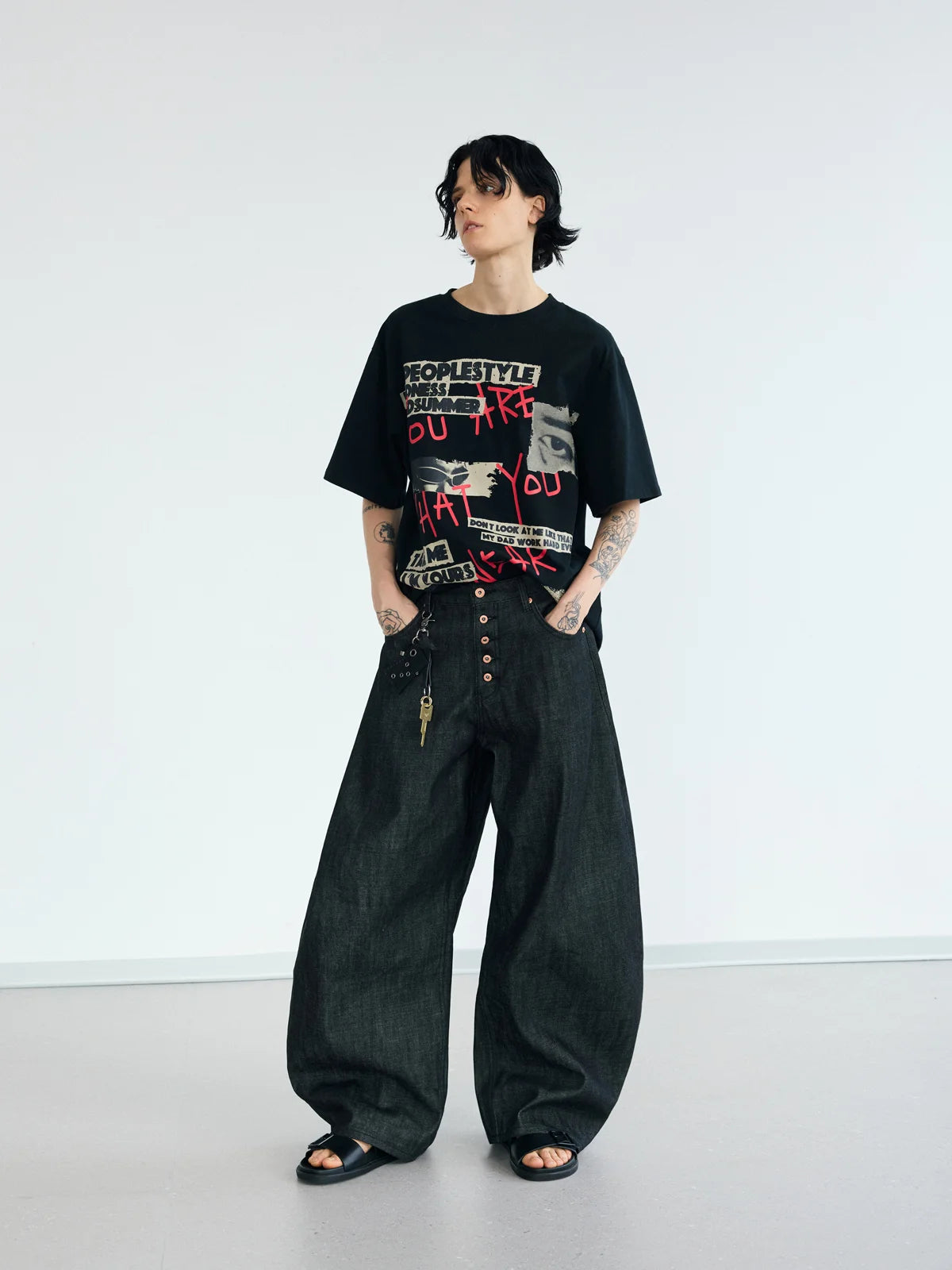 Peoplesense Graffiti Print Lettering T-Shirt