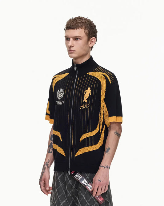 Peoplesense Knitted Zipper Soccer Jersey Black