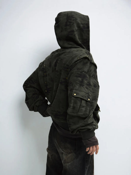 Peoplesense Camouflage Button-Down Hoodie