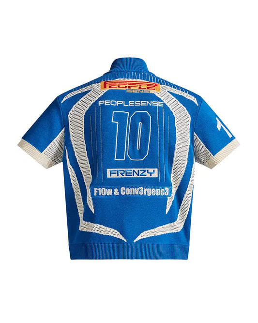 Peoplesense Knitted Zipper Soccer Jersey Blue