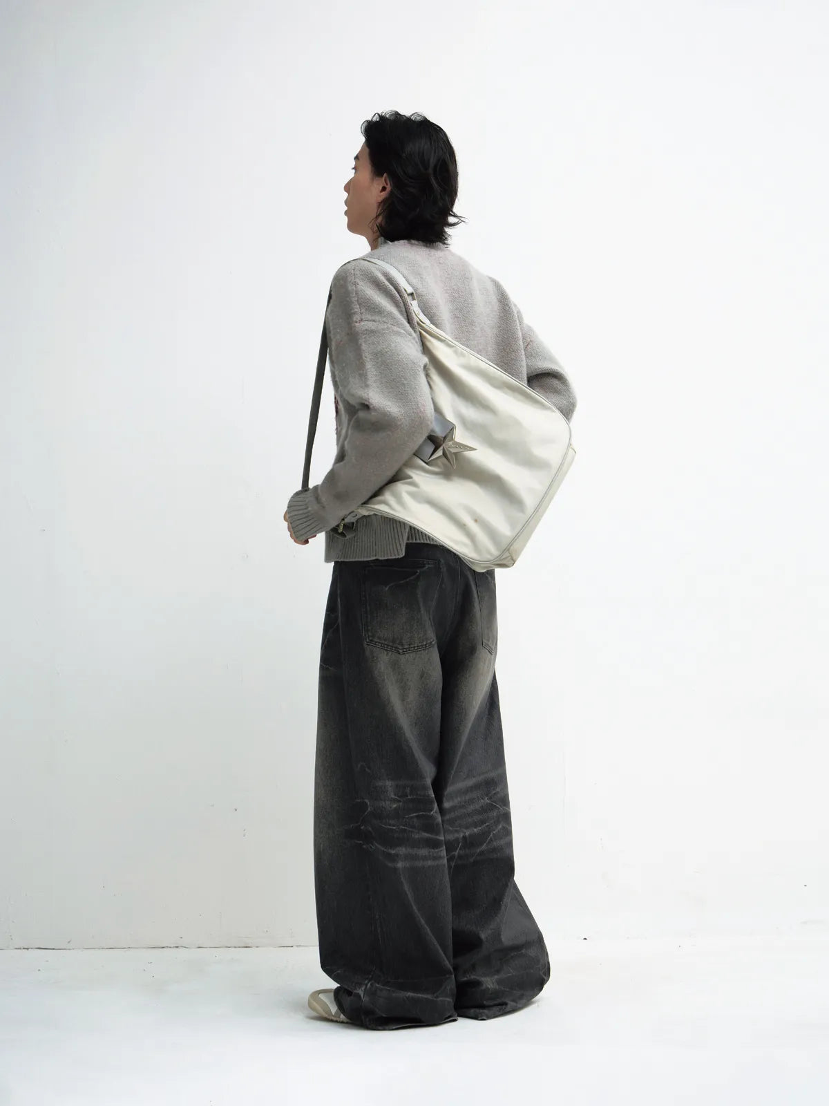 Peoplesense Hand Brushed PU Coated Wide Leg Jeans