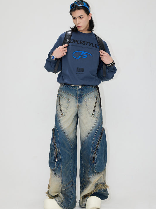 Peoplesense Interstellar Structure Washed Denim Jeans