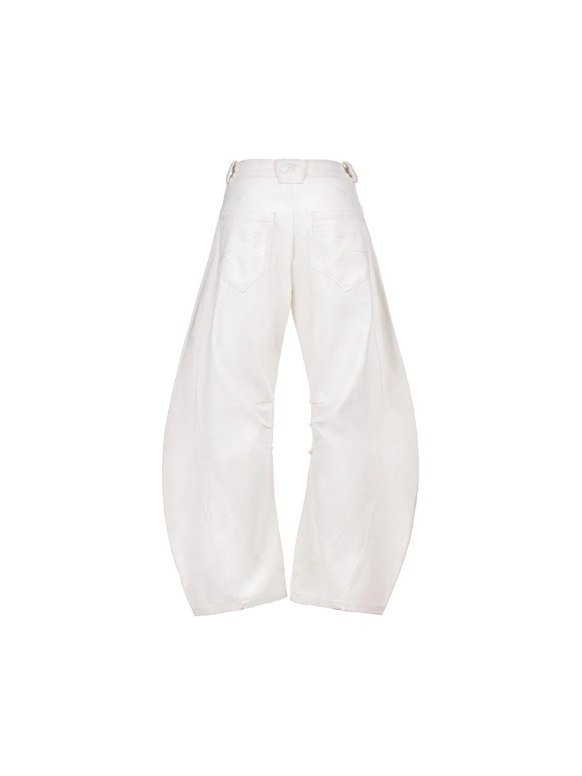 Peoplesense White Pleated Wide-leg Jeans