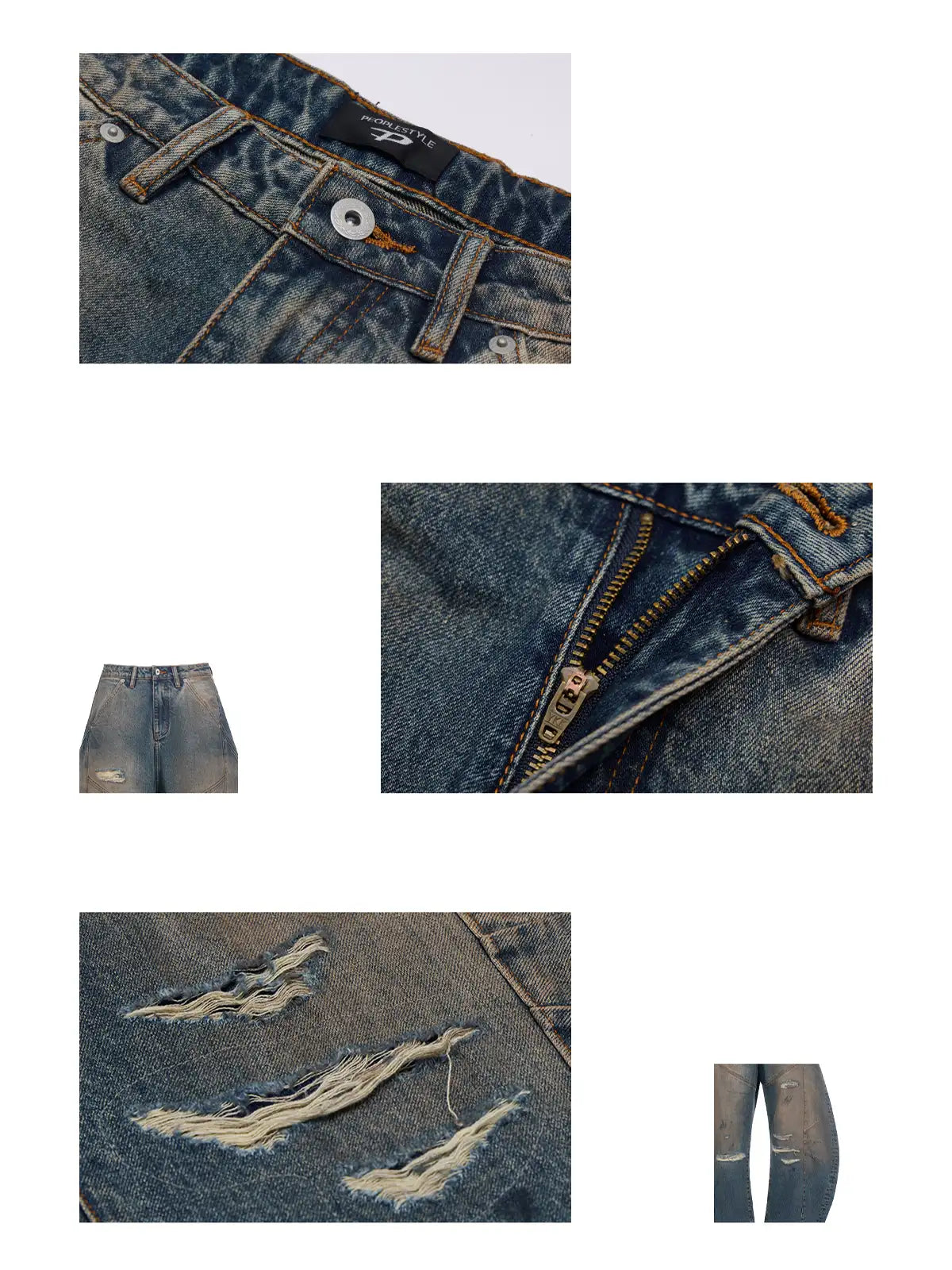 Peoplesense Ripped Mud Dyed Balloon Denim Jeans