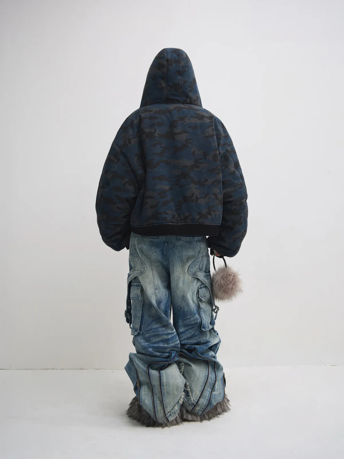 Peoplesense Vintage Wash Pleated Wide Leg Jeans