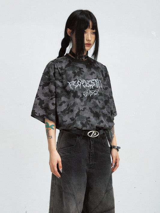 Peoplesense Punk Camo Oversized T-Shirt