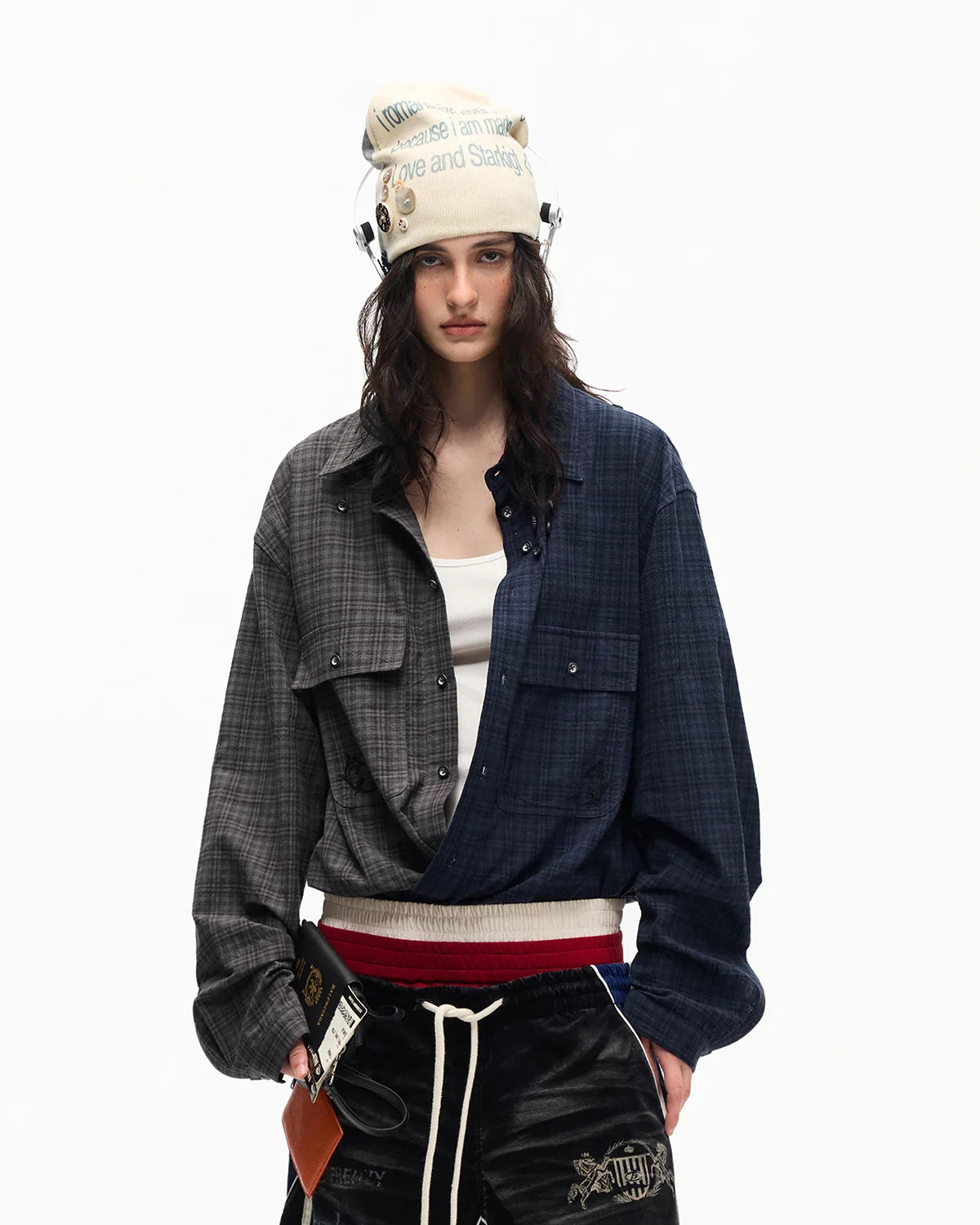 Peoplesense Two-Tone Split Plaid Shirt
