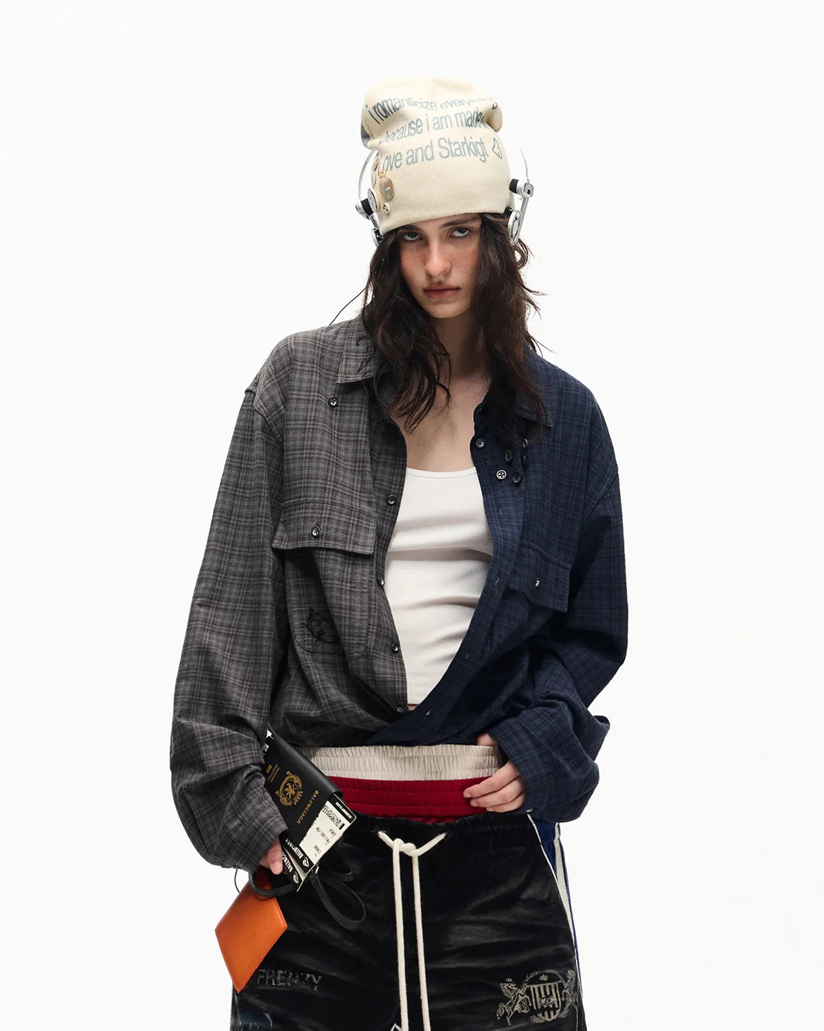 Peoplesense Two-Tone Split Plaid Shirt