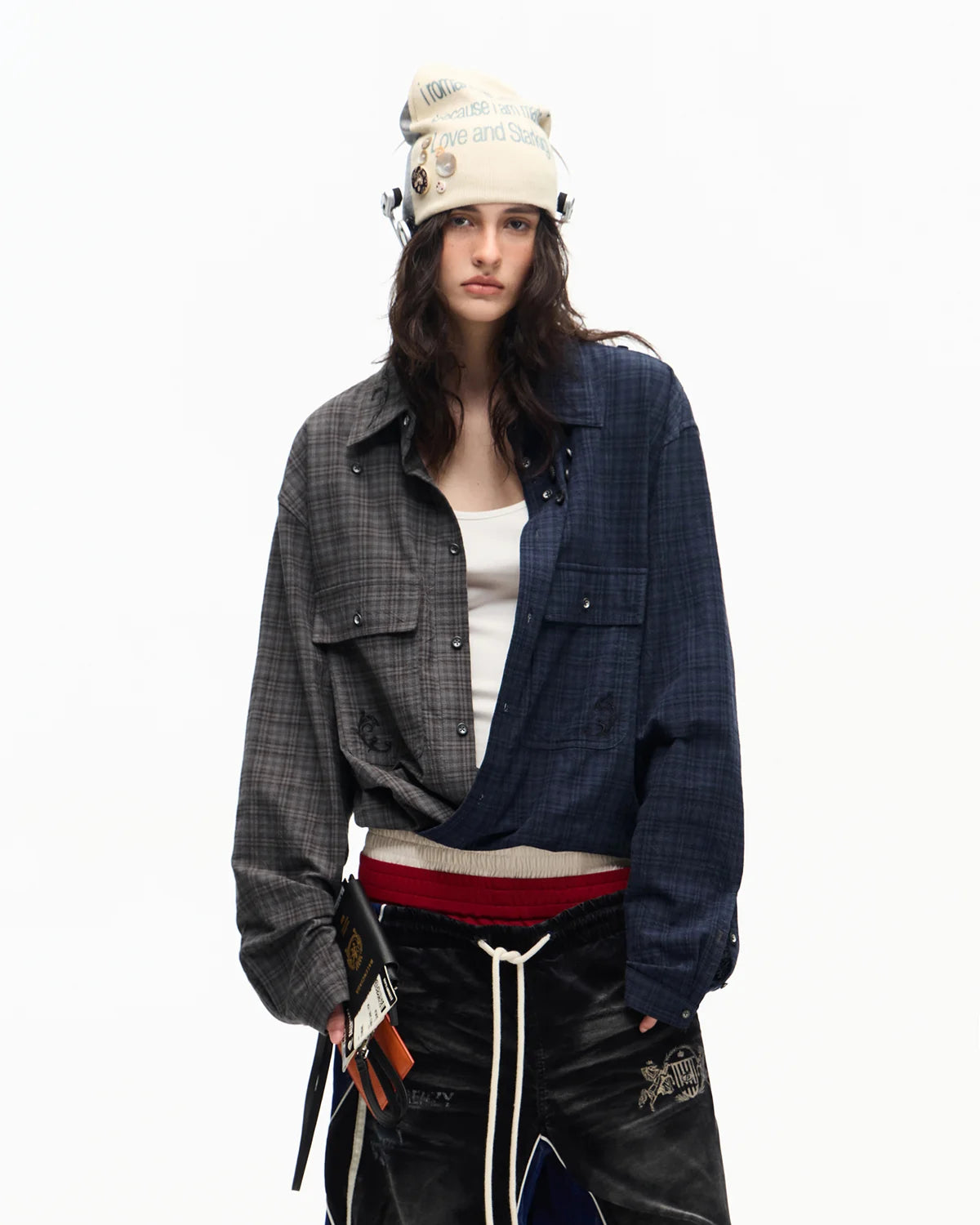 Peoplesense Two-Tone Split Plaid Shirt