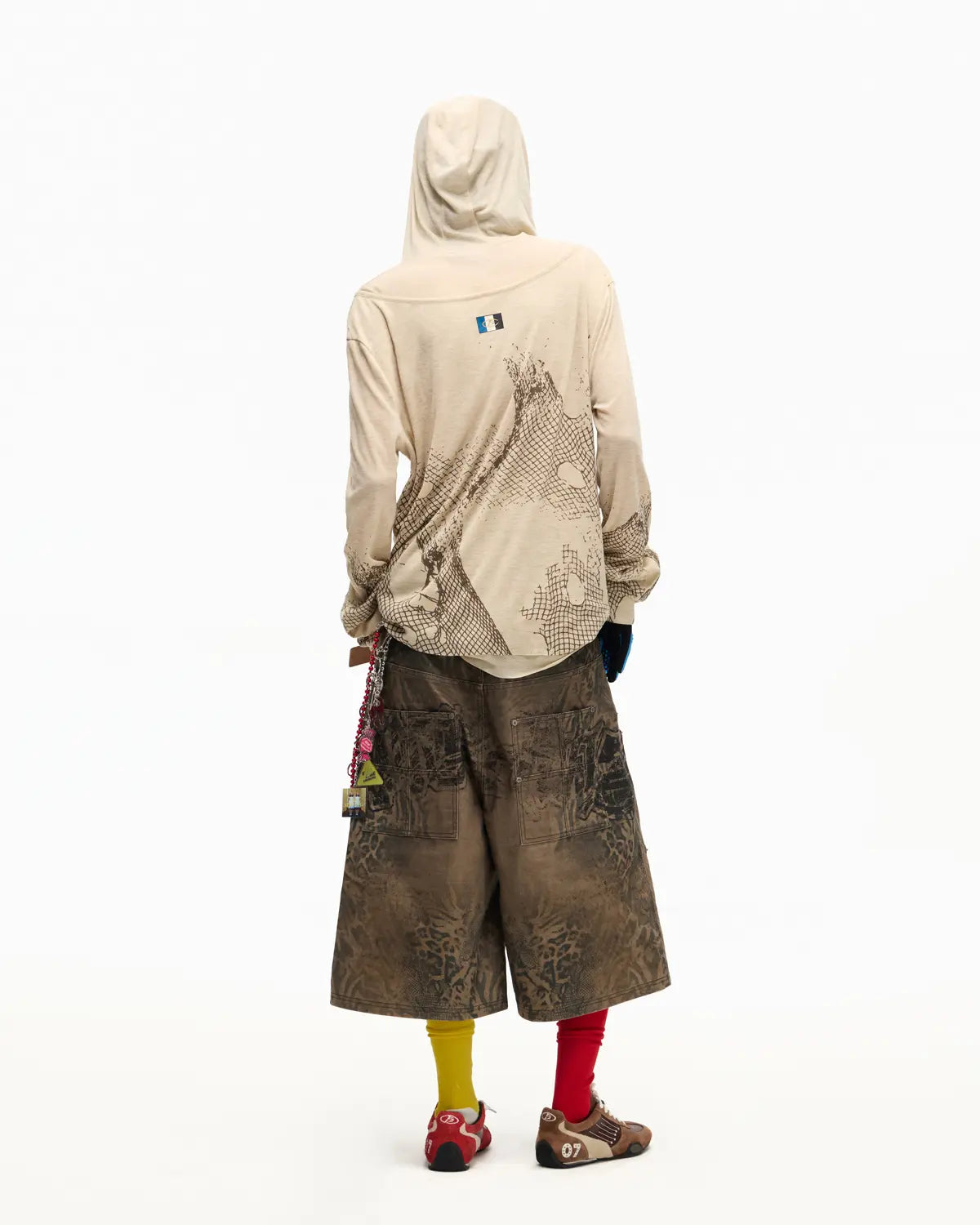 Peoplesense Vintage Mesh Fitted Hoodie Beige