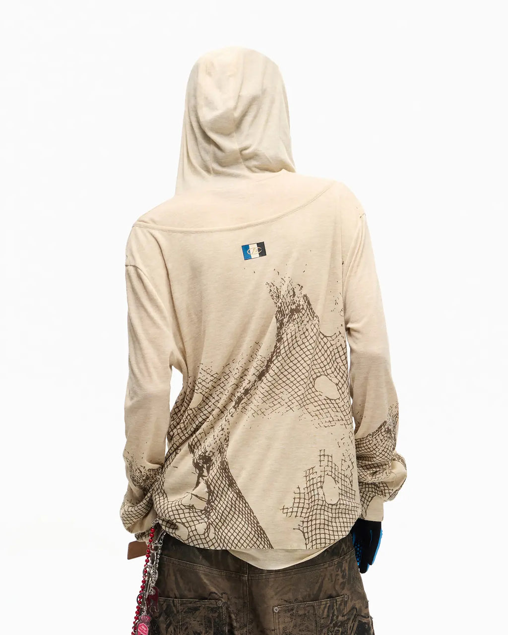 Peoplesense Vintage Mesh Fitted Hoodie Beige