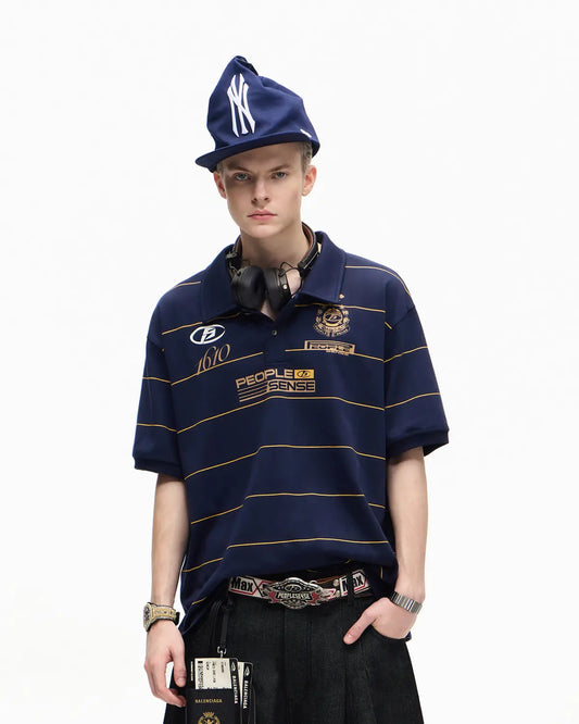 Peoplesense Gold Pinstripe Quick-Dry Polo