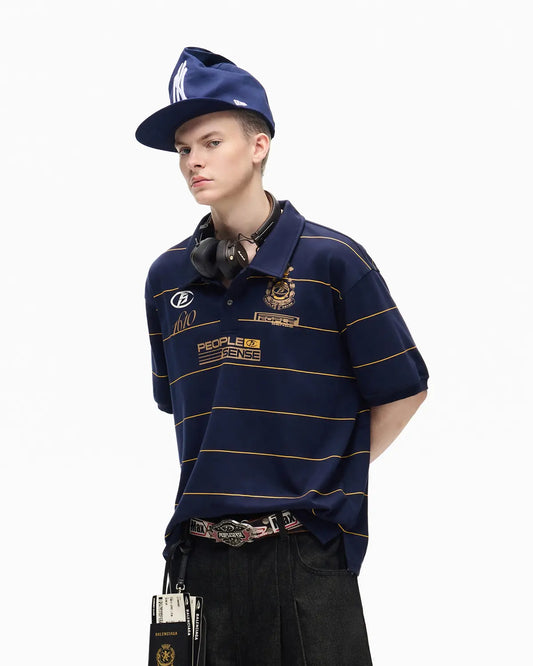 Peoplesense Gold Pinstripe Quick-Dry Polo