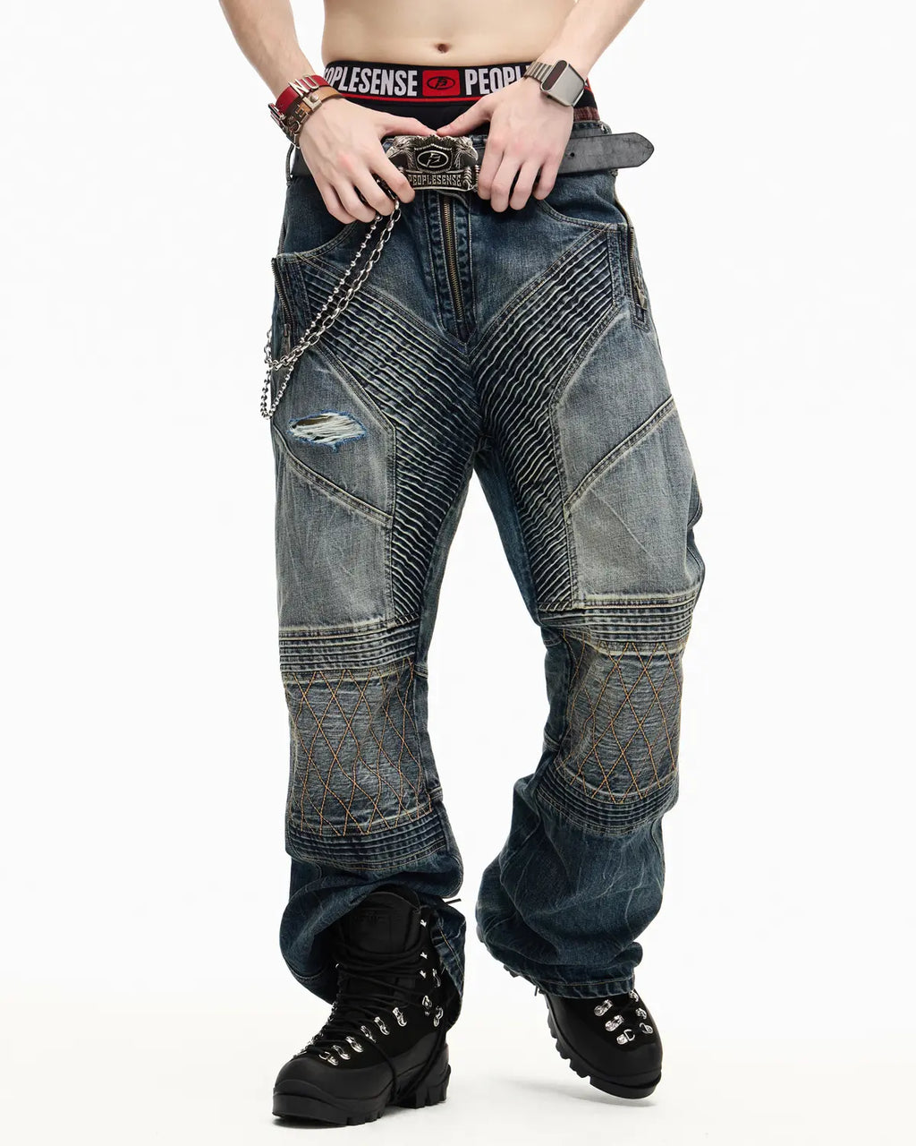 Peoplesense Vintage High Relief Leather Distressed Belt