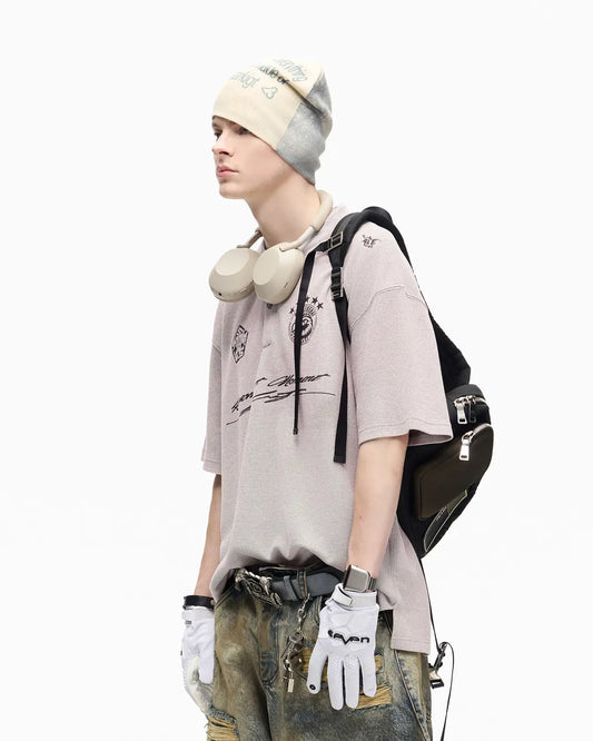 Peoplesense Vintage Waffle Pigment Wash Polo