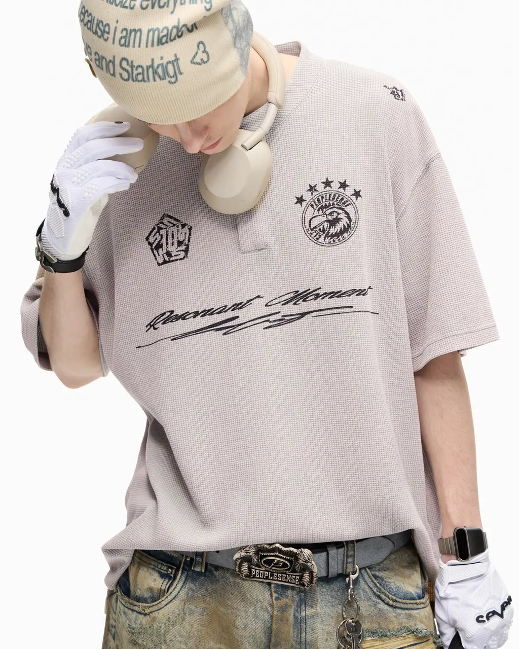 Peoplesense Vintage Waffle Pigment Wash Polo