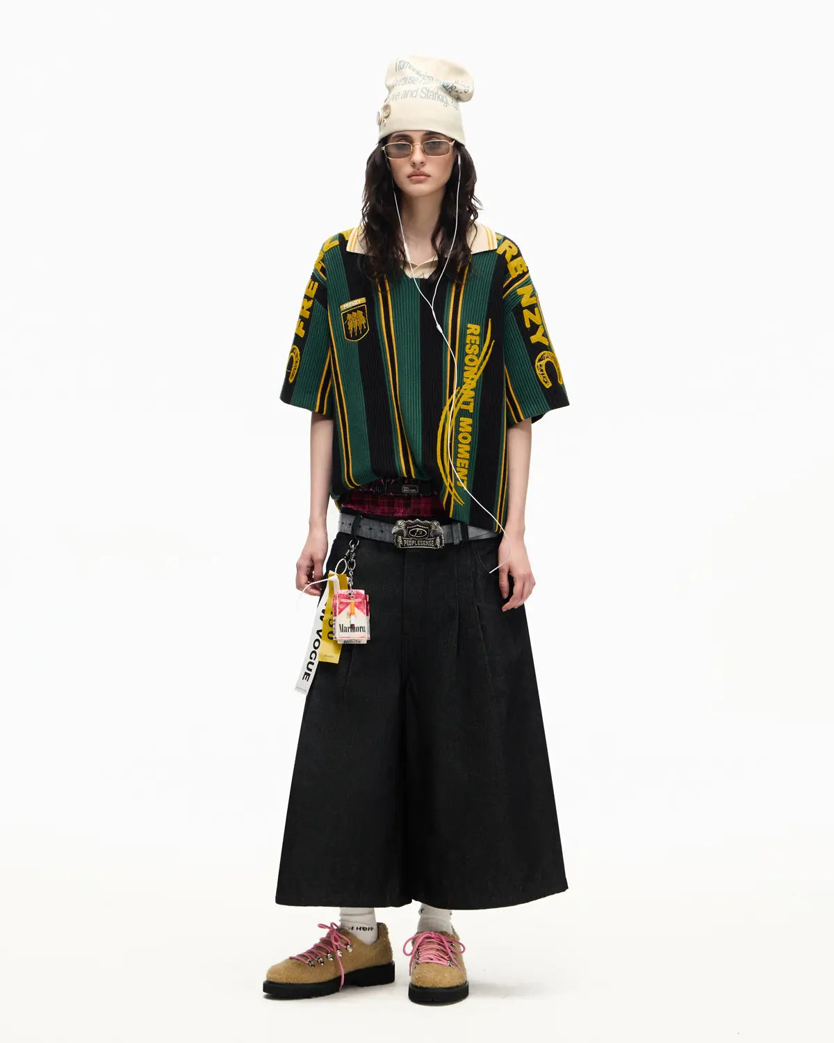 Peoplesense Raw Denim Pleated Cropped Pants