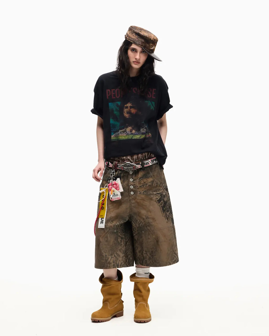 Peoplesense Tiger Print Cargo Jorts