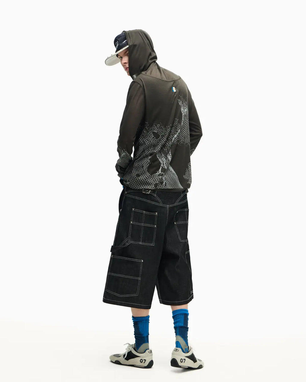 Peoplesense Vintage Mesh Fitted Hoodie Gray