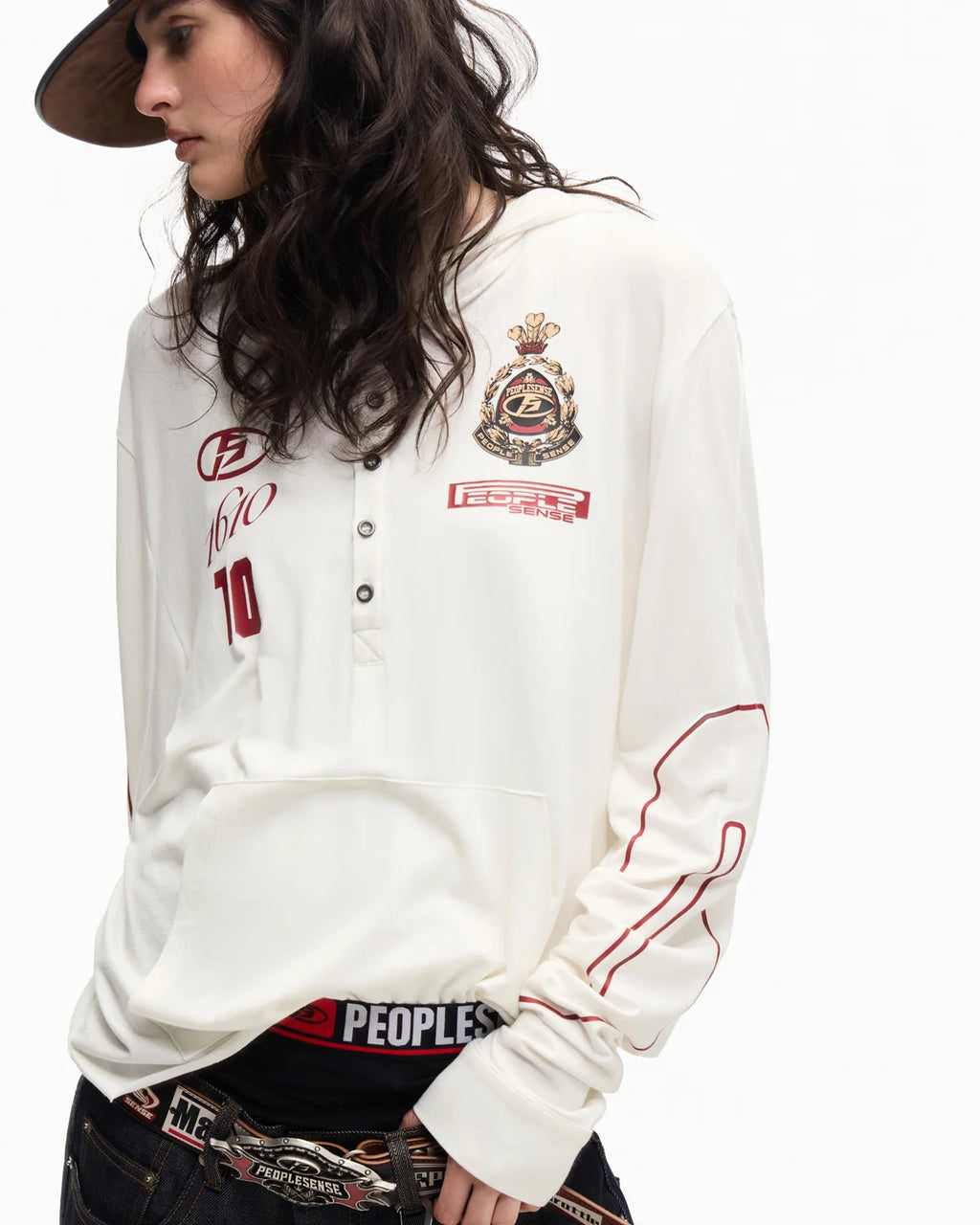Peoplesense Bamboo Stretch Fitted Football Hoodie White