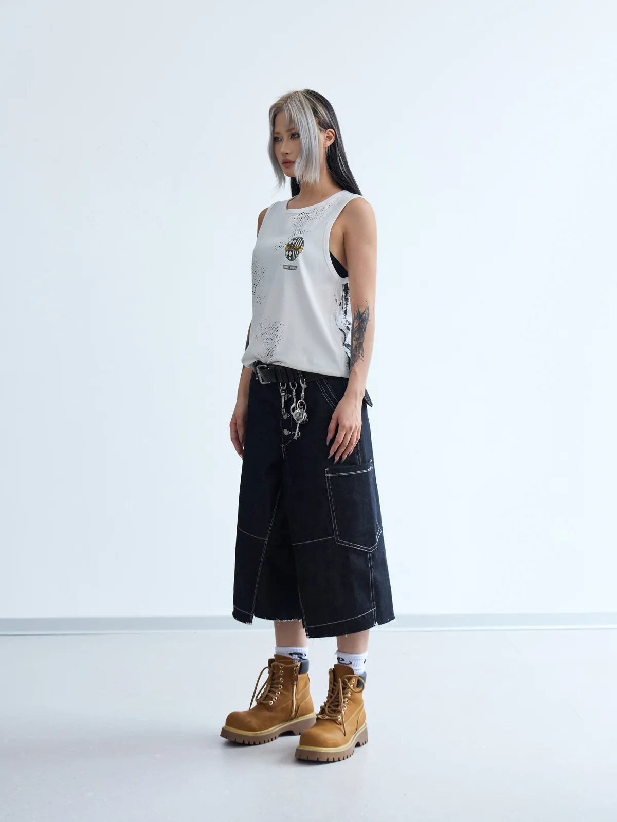 Peoplesense Marked Wheel Ribbed Tank Top