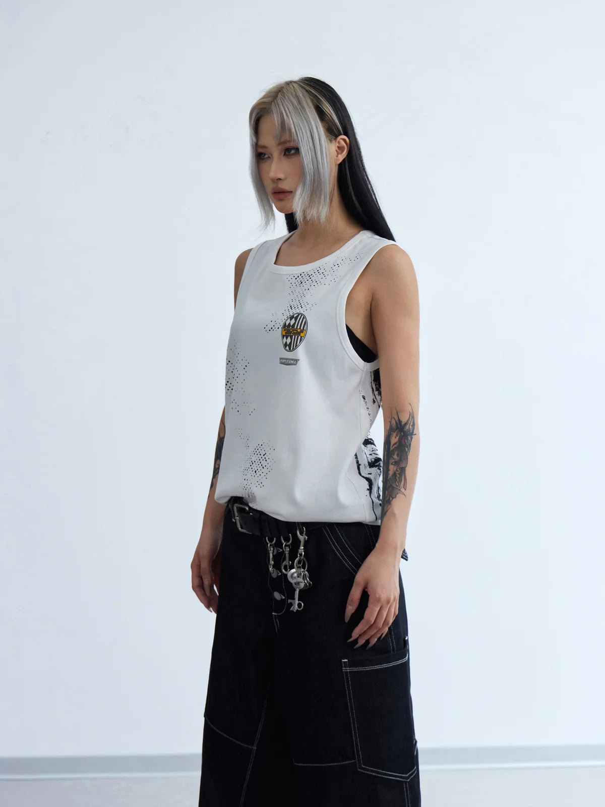 Peoplesense Marked Wheel Ribbed Tank Top