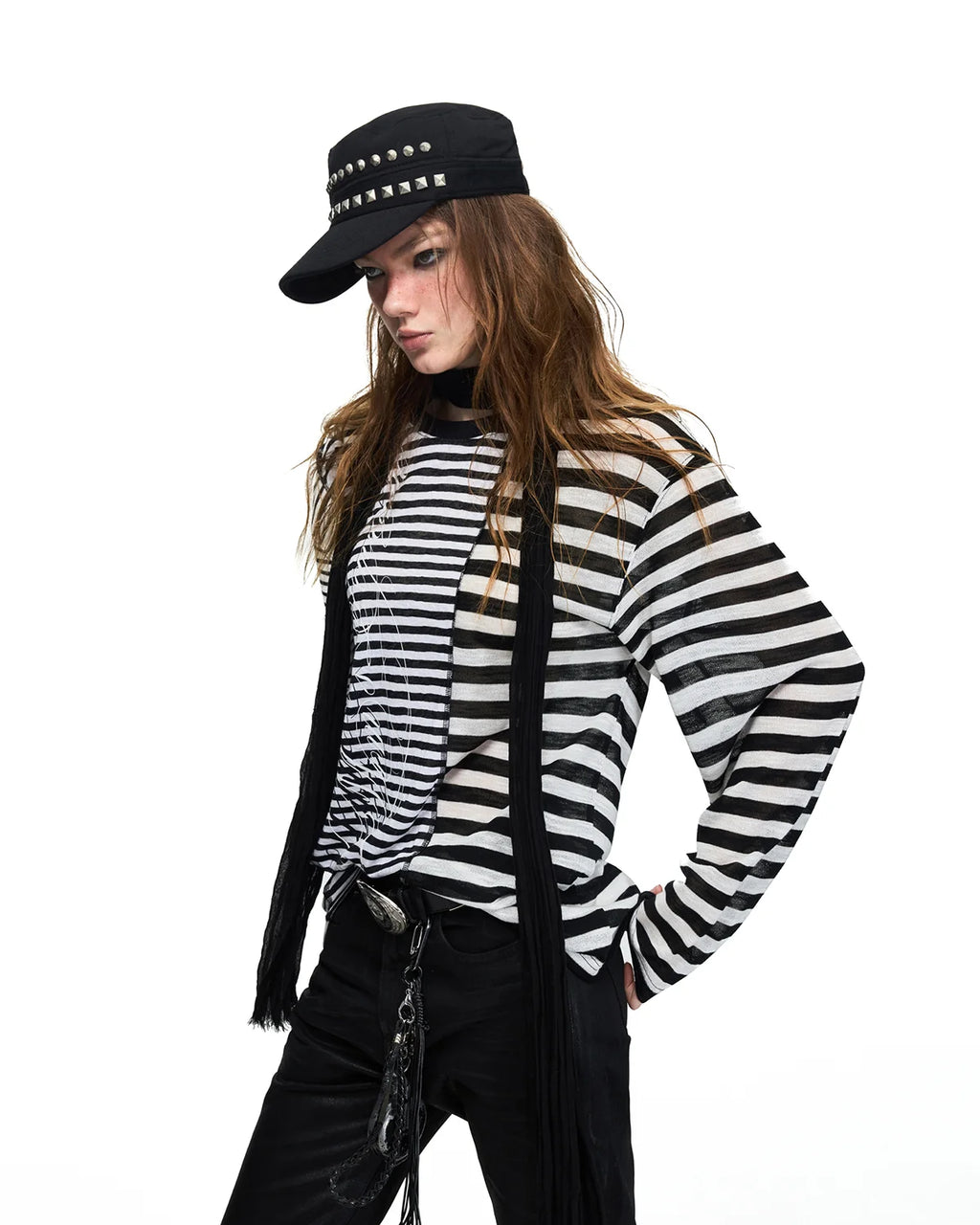 Peoplesense Mixed-Stripe Panel T-Shirt Side View