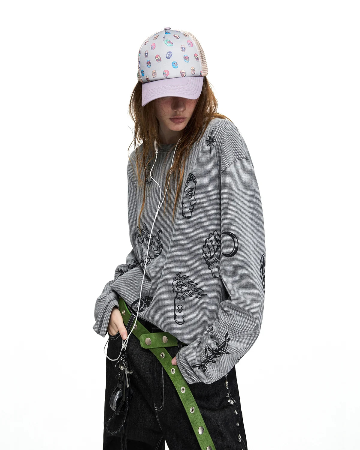 Peoplesense Distressed Waffle Knit Graphic T-Shirt