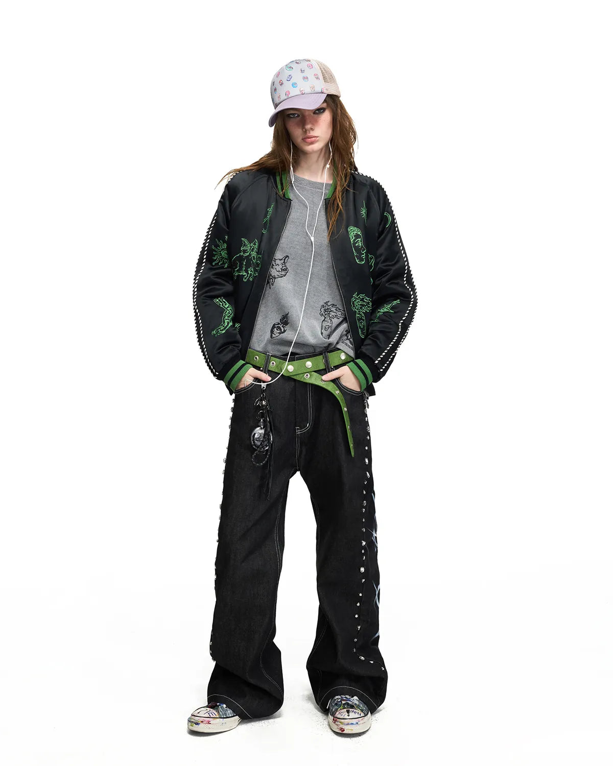 Peoplesense Satin Embroidered Sukajan Jacket Black