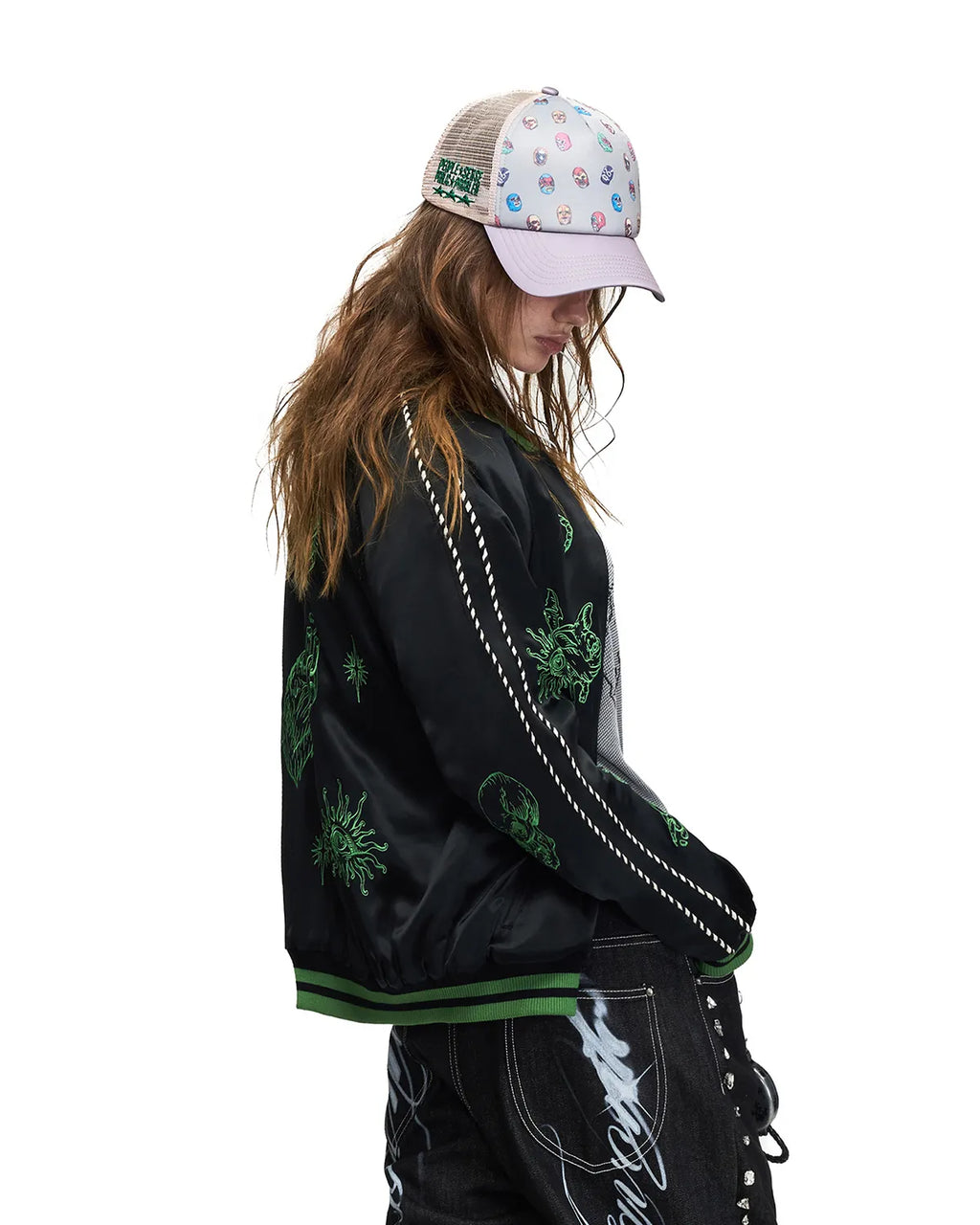 Peoplesense Satin Embroidered Sukajan Jacket Black