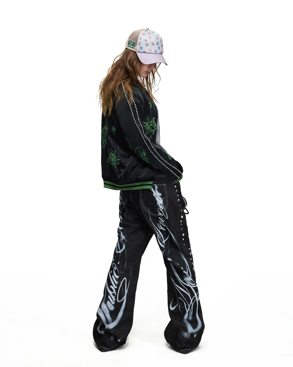 Peoplesense Satin Embroidered Sukajan Jacket Black