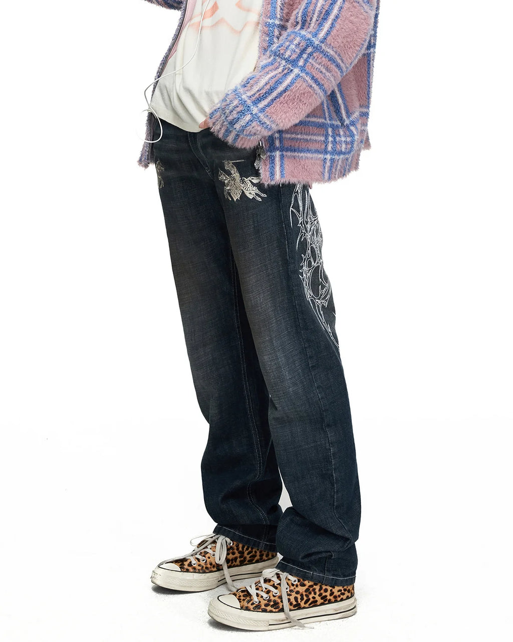 Peoplesense Contrast Embroidered Slim Jeans