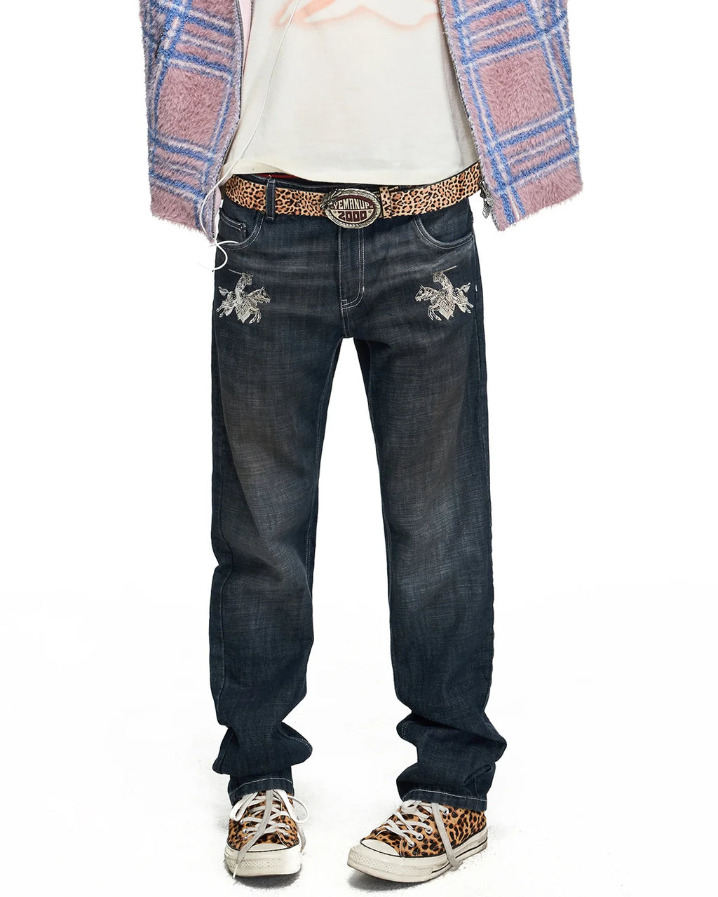 Peoplesense Contrast Embroidered Slim Jeans