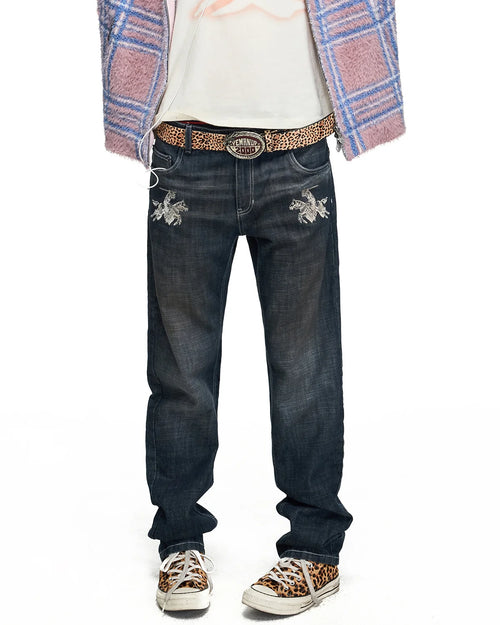 Peoplesense Contrast Embroidered Slim Jeans Front View
